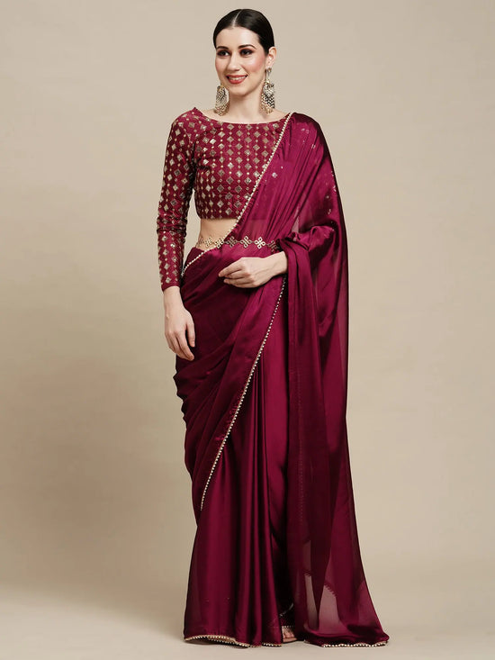 Sareemall Purple Sequins Women Saree