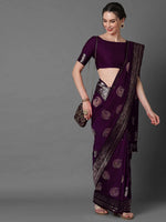 Sareemall Purple Tassels And Latkans Women Saree-3PAKHI5104B