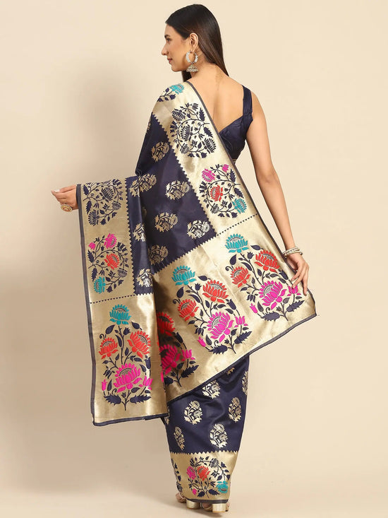 Sareemall Navy Blue Woven Women Saree-ALNA9302