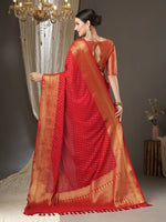 Sareemall Red Tassels And Latkans Women Saree-4ALEKHA4001