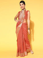 Sareemall Rust Woven Women Saree