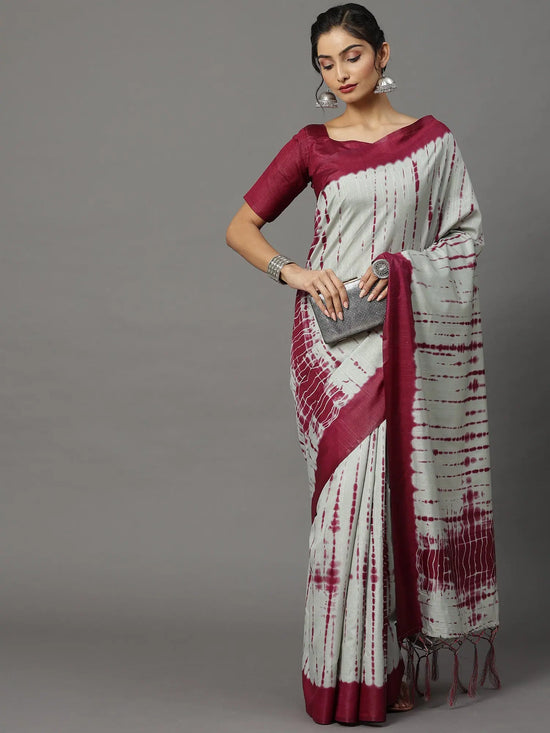 Sareemall Grey Tassels And Latkans Women Saree