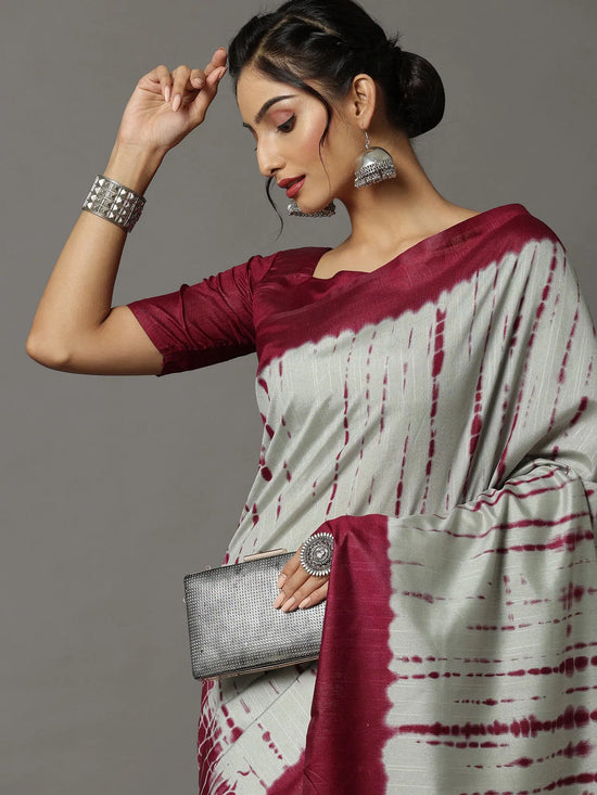 Sareemall Grey Tassels And Latkans Women Saree