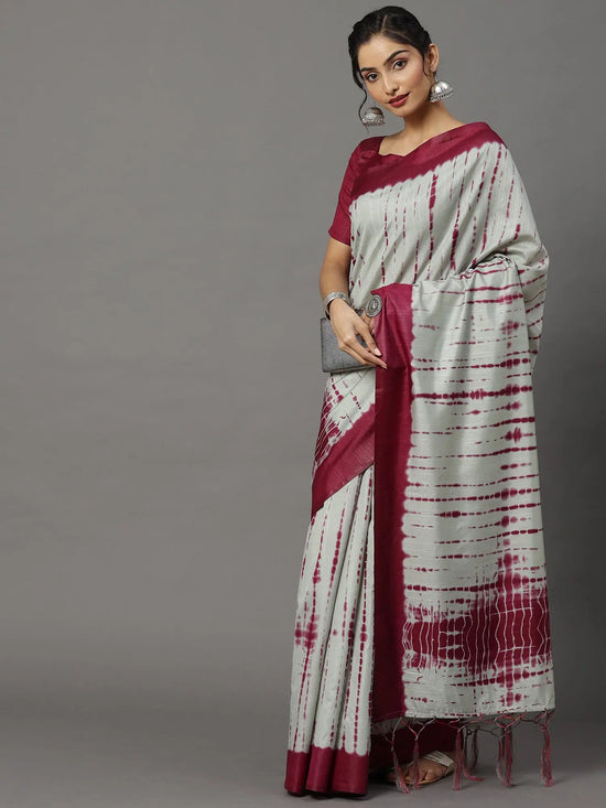 Sareemall Grey Tassels And Latkans Women Saree