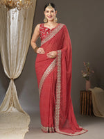 Sareemall Red Lace Work Women Saree