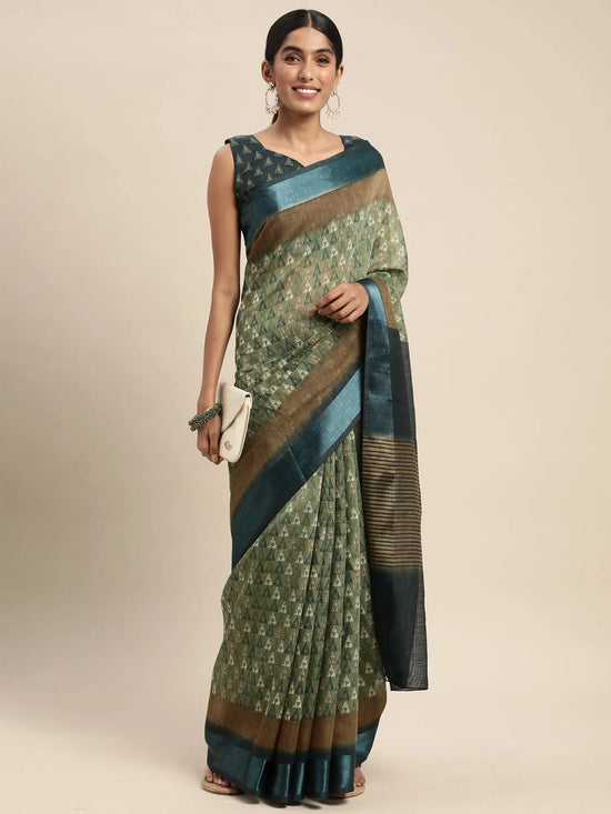 Sareemall Olive Solid Women Saree