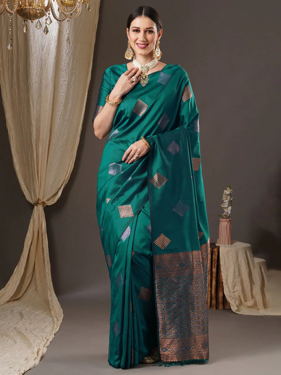 Sareemall Teal Blue Tassels And Latkans Women Saree-14PAKHI1502