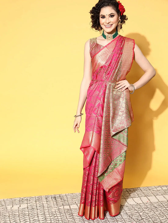 Sareemall Pink Woven Women Saree-MNIKN28001C