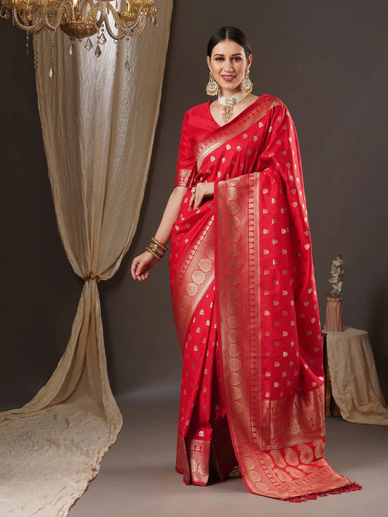 Sareemall Red Tassels And Latkans Women Saree-14PAKHI1505