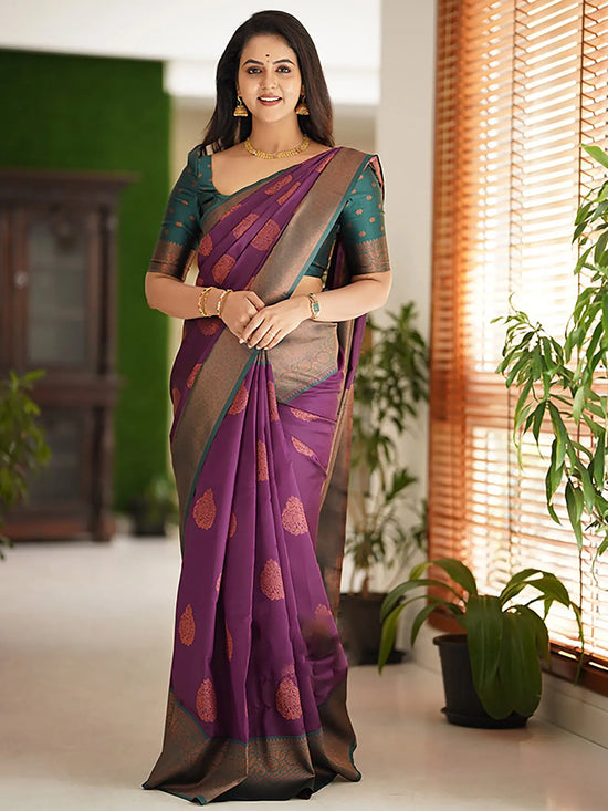 Sareemall Purple Woven Women Saree