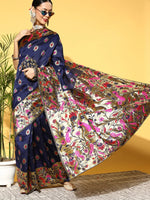 Sareemall Navy Blue Woven Women Saree-PRS6409