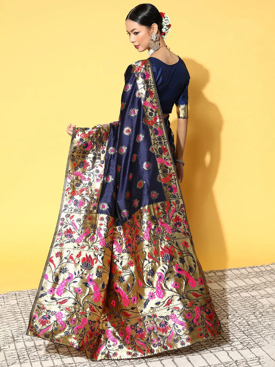 Sareemall Navy Blue Woven Women Saree-PRS6409