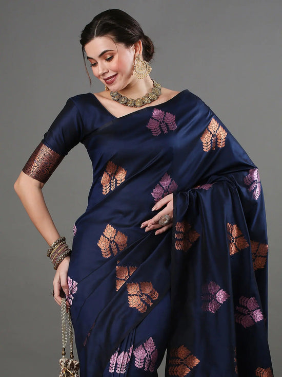 Sareemall Navy Blue Tassels And Latkans Women Saree-15PAKHI1603