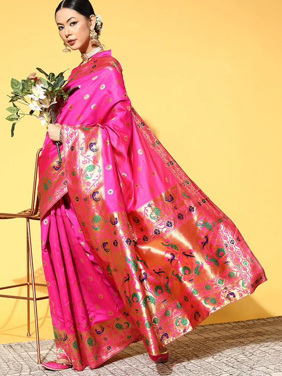 Sareemall Pink Woven Women Saree-PRS6401