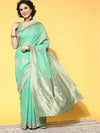 Sareemall Turquoise Woven Women Saree-2VMIKA2005