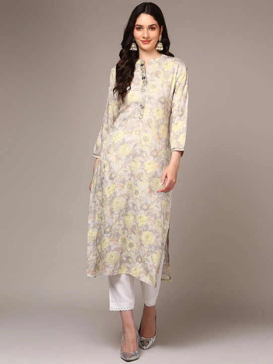 Ahika Women Grey Viscose Rayon Floral Printed VCK9519