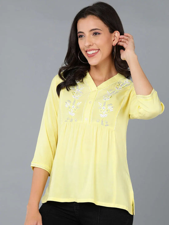 Ahika Woemen Viscose Rayon Embroidered Top