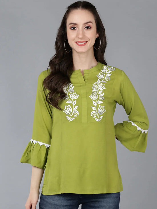 Ahika Women Viscose Rayon Embroidered Top