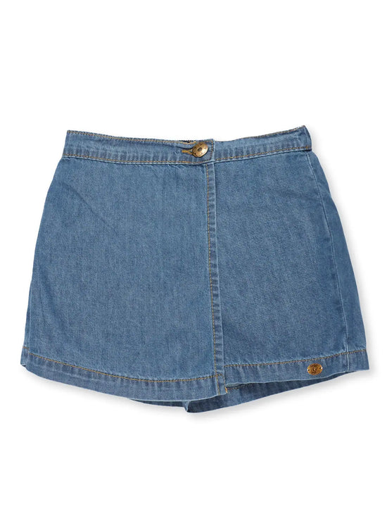 Girls Denim Over Lap Shorts-SS23GJSK085009