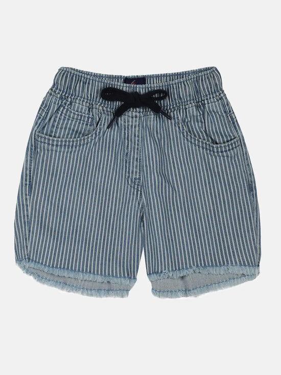 Girls Small Stripe Print Denim Hot Short