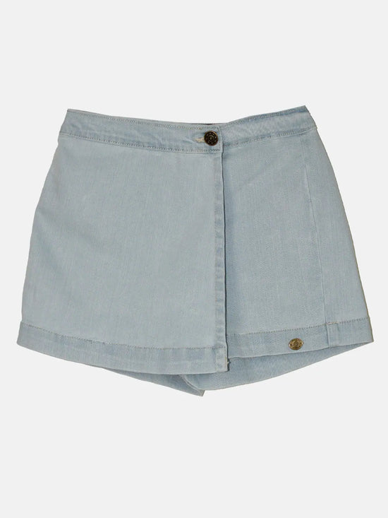 Girls Denim Over Lap Shorts-AW23GJSK085002