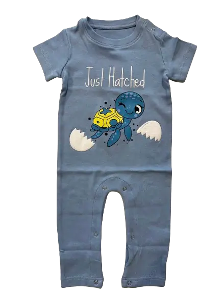 Just Hatched Romper with Baby Turtle Illustration