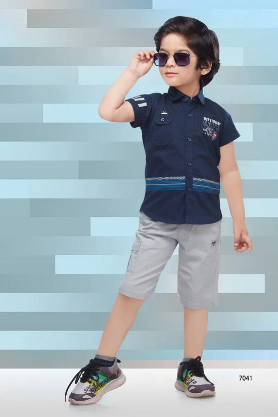 Charles Navy Blue Boys Wear Set-7041 - 0