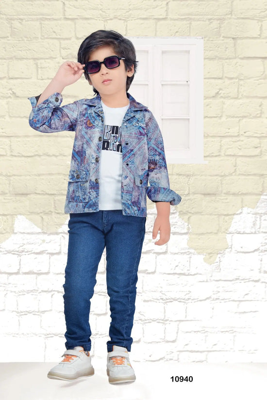 Charles Blue Multicolor Boys Wear Set