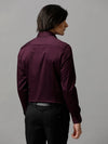 Men Slim fit Solid Formal Burgundy Shirt