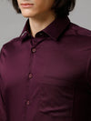 Men Slim fit Solid Formal Burgundy Shirt