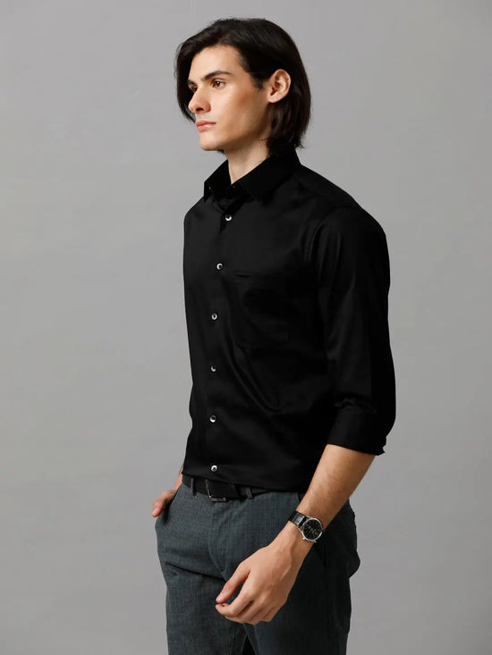 Men Solid Formal Black Shirt