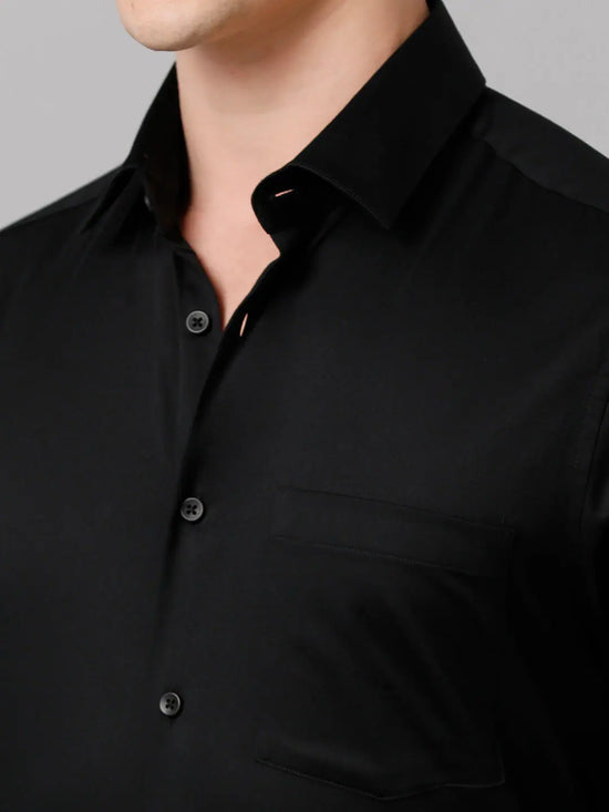 Men Slim fit Solid Formal Black Shirt