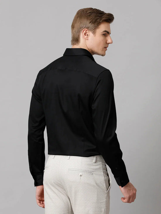 Men Slim fit Solid Formal Black Shirt