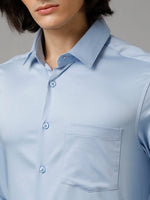 Men Slim fit Solid Formal Blue Shirt