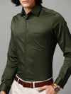 Men Slim fit Solid Formal Olive Shirt