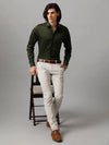 Men Slim fit Solid Formal Olive Shirt