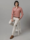 Men Slim fit Solid Formal Peach Shirt