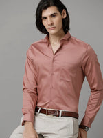 Men Slim fit Solid Formal Peach Shirt