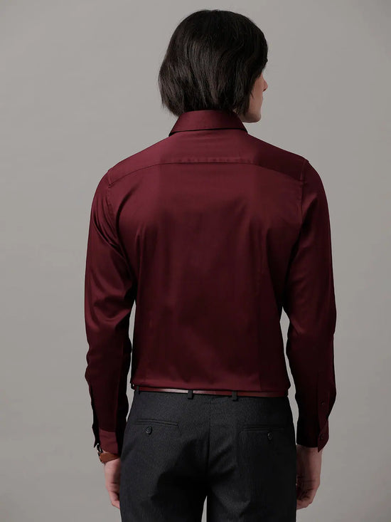 Men Slim fit Solid Formal Maroon Shirt