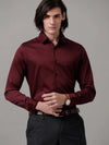 Men Slim fit Solid Formal Maroon Shirt