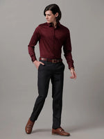 Men Slim fit Solid Formal Maroon Shirt