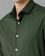 Mens Slim Fit Solid Green Formal Satin Shirt