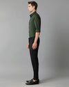 Mens Slim Fit Solid Green Formal Satin Shirt