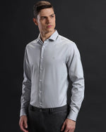 Mens Slim Fit Solid Grey Formal Satin Shirt