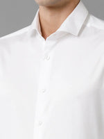 Mens Regular Fit Solid White Formal Satin Shirt-SEBWH-M