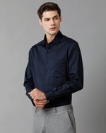 Men Slim fit Solid Formal Navy Shirt