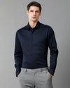 Men Slim fit Solid Formal Navy Shirt