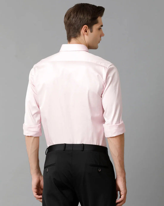 Mens Regular Fit Solid Pink Formal Satin Shirt