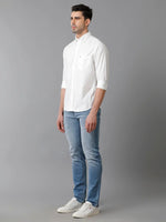 Mens Regular fit Solid White Casual Shirt