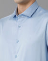 Mens Regular Fit Solid Blue Formal Satin Shirt